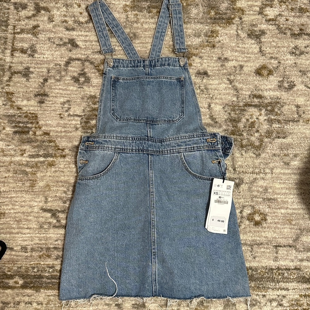ZARA - denim skirt overalls (XS)